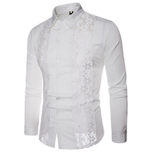 Load image into Gallery viewer, Black Lace Shirt Men 2018 Autumn New Slim Fit Long Sleeve Mens Dress Shirts Nightclub Prom Marriage Shirt Camisas Masculina XXL