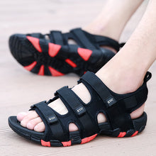 Load image into Gallery viewer, Summer Men Sandals Hook&amp;loop Men&#39;s Summer Shoes 2019 Fashion Waterproof Casual Beach Shoes Size:39-44 Black