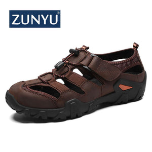 ZUNYU Casual Soft Sandals Genuine Leather Men Shoes Summer New Large Size 38-48 Man Sandals Fashion Men Sandals Sandals Slippers