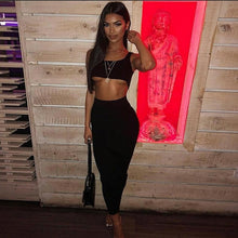 Load image into Gallery viewer, BKLD Fashion Neon Orange Green 2 Two Piece Sets 2019 Summer Sexy Club Women Sleeveless Short Tank Tops And High Waist Maxi Skirt