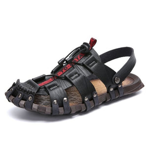 Vancat New Casual Men Soft Sandals Comfortable Men Summer Leather Sandals Men Roman Summer Outdoor Beach Sandals Big Size 38-47