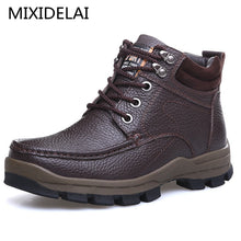 Load image into Gallery viewer, MIXIDELAI Winter Brand Big Size Men Shoes Men&#39;s Boots Genuine Leather Warm Snow Boots Casual Men Motorcycle Boots Botas Hombre