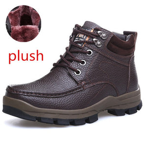 MIXIDELAI Winter Brand Big Size Men Shoes Men's Boots Genuine Leather Warm Snow Boots Casual Men Motorcycle Boots Botas Hombre