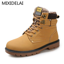 Load image into Gallery viewer, MIXIDELAI Warm Men&#39;s Winter Pu Leather Ankle Boots Men Autumn Waterproof Snow Boots Leisure Outdoor Autumn Boots Shoes Mens