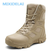 Load image into Gallery viewer, MIXIDELAI Size 39-47 Desert Tactical Mens Boots Wear-resisting Army Boots Men Waterproof Outdoor Hiking Men Combat Ankle Boots