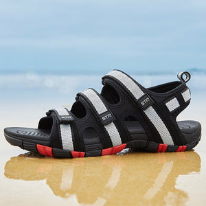 Summer Men Sandals Hook&loop Men's Summer Shoes 2019 Fashion Waterproof Casual Beach Shoes Size:39-44 Black