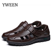 Load image into Gallery viewer, YWEEN Big Size men sandals genuine leather sandals Men outdoor casual shoes Breathable Fisherman Shoes men Beach shoes