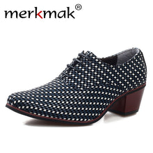 Load image into Gallery viewer, Merkmak Leather Men Dress Shoes Fashion Pointed Toe High Heels Oxford Shoes Heighten Heels Party Prom Bar Wedding