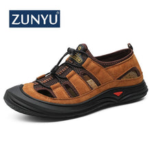Load image into Gallery viewer, ZUNYU New Men Leather&amp;Mesh Outdoor Sandals 2019 Summer Men Breathable Casual Shoes Footwear Walking Beach Sandals Water Sneakers