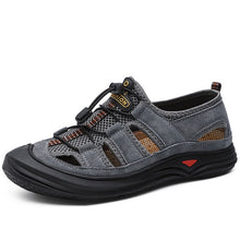 Load image into Gallery viewer, ZUNYU New Men Leather&amp;Mesh Outdoor Sandals 2019 Summer Men Breathable Casual Shoes Footwear Walking Beach Sandals Water Sneakers