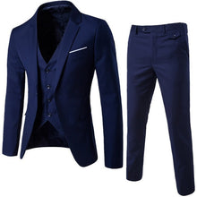 Load image into Gallery viewer, Litthing Mens 3Pc (jacket + Vest + Trouser) Male Business Dress Slim  Thin Spring Suit Solid Casual Office Suit Blazer Suits