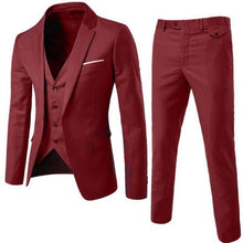 Load image into Gallery viewer, Litthing Mens 3Pc (jacket + Vest + Trouser) Male Business Dress Slim  Thin Spring Suit Solid Casual Office Suit Blazer Suits