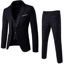 Load image into Gallery viewer, Litthing Mens 3Pc (jacket + Vest + Trouser) Male Business Dress Slim  Thin Spring Suit Solid Casual Office Suit Blazer Suits