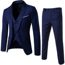 Load image into Gallery viewer, Litthing Mens 3Pc (jacket + Vest + Trouser) Male Business Dress Slim  Thin Spring Suit Solid Casual Office Suit Blazer Suits