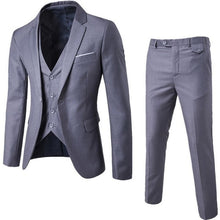 Load image into Gallery viewer, Litthing Mens 3Pc (jacket + Vest + Trouser) Male Business Dress Slim  Thin Spring Suit Solid Casual Office Suit Blazer Suits