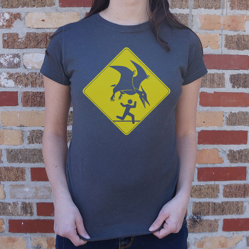 Pterosaur Warning  T-Shirt (Ladies)