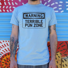 Load image into Gallery viewer, Warning Terrible Pun Zone T-Shirt (Mens)
